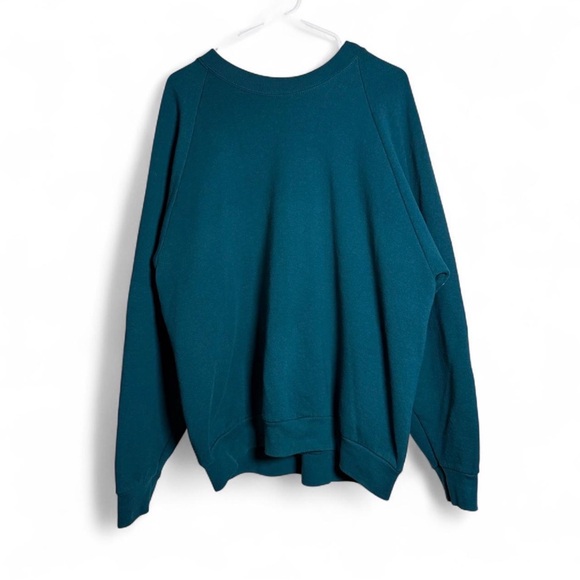 Vintage 90's Fruit of the Loom Teal Light Blue Crewneck Sweater Women's XXL - Picture 1 of 6